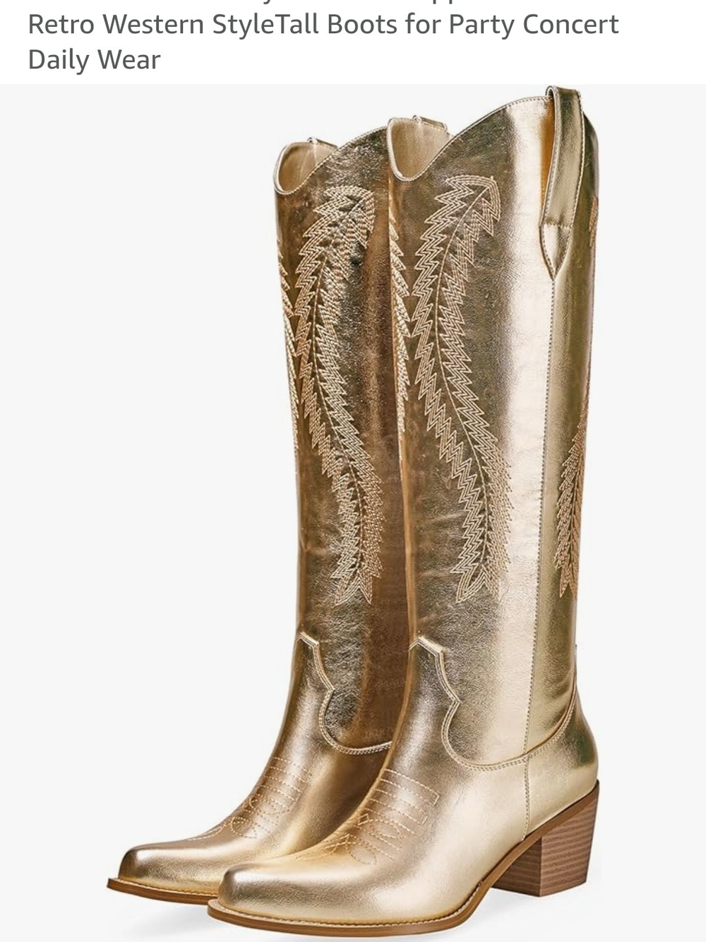 Tall  Gold Western Heeled Cowboy Boots - Women